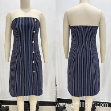 Button Front Sleeveless Knitted Women's Dress